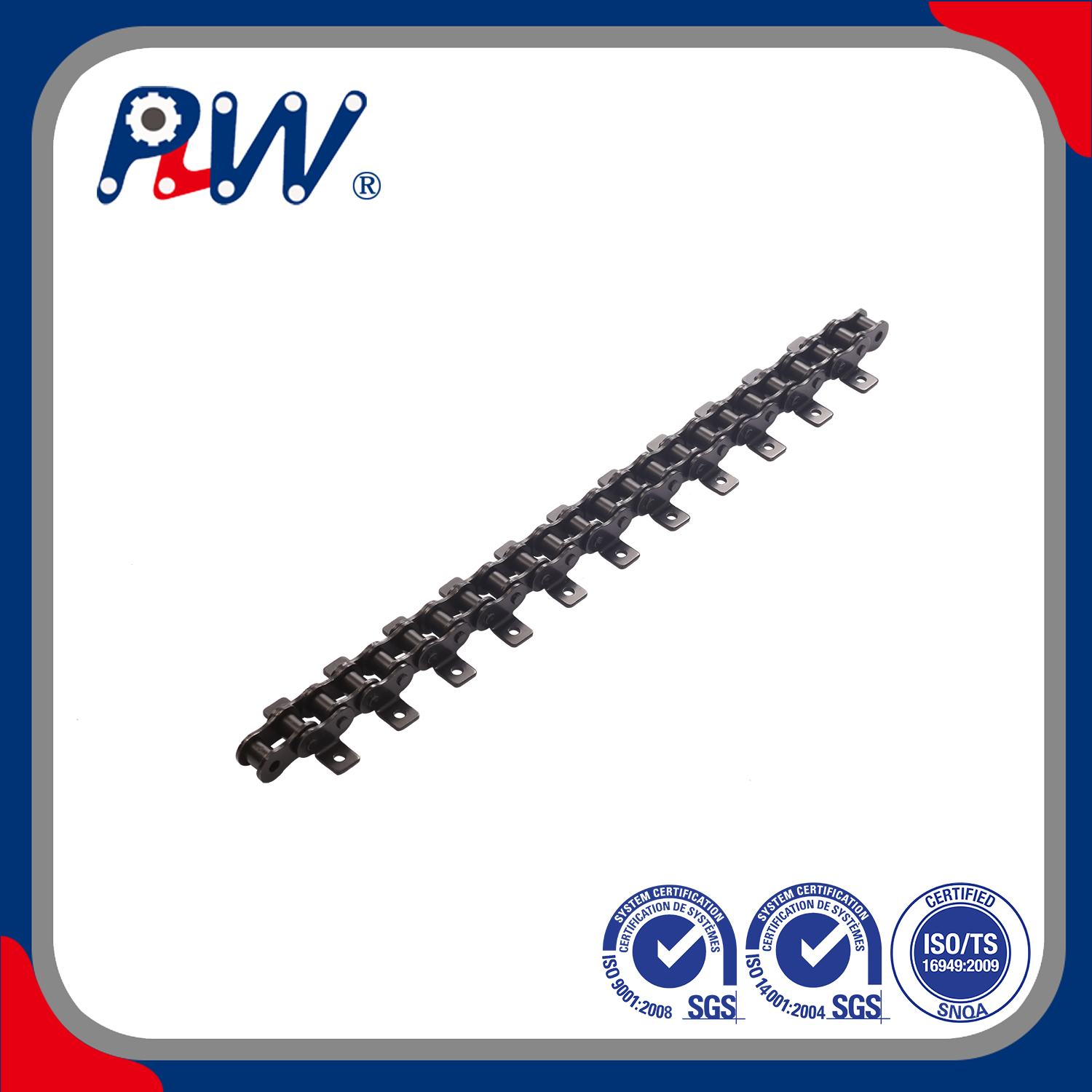 DOUBLE PITCH CONVEYOR CHAIN WITH ATTACHMENTS 