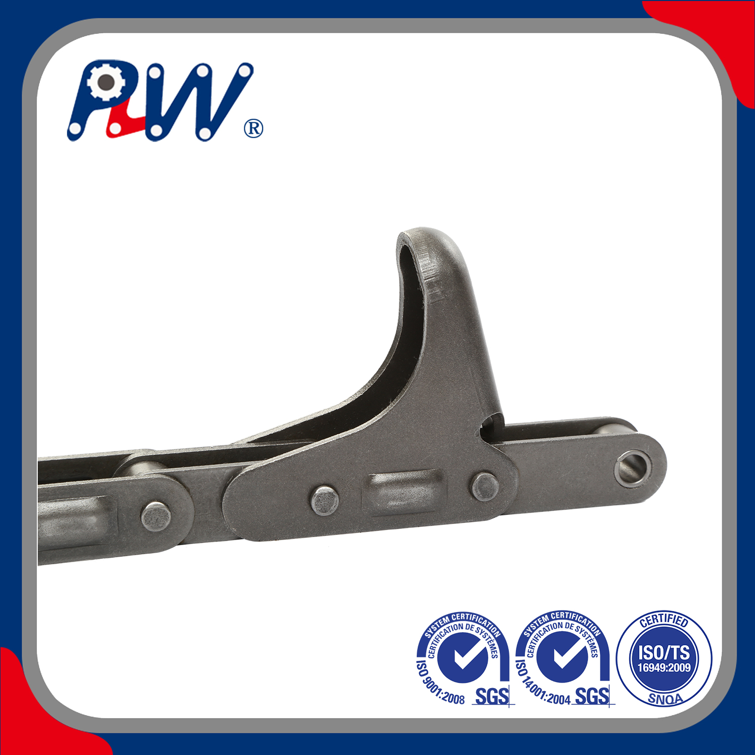 Standard CA Type Steel Agricultural Chain with Bright Surface Attachments for Industry Area