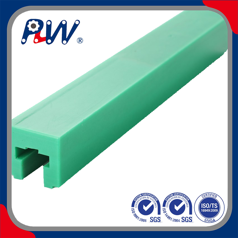 Low-Noise Plastic Chain Guide for Transmission Systems