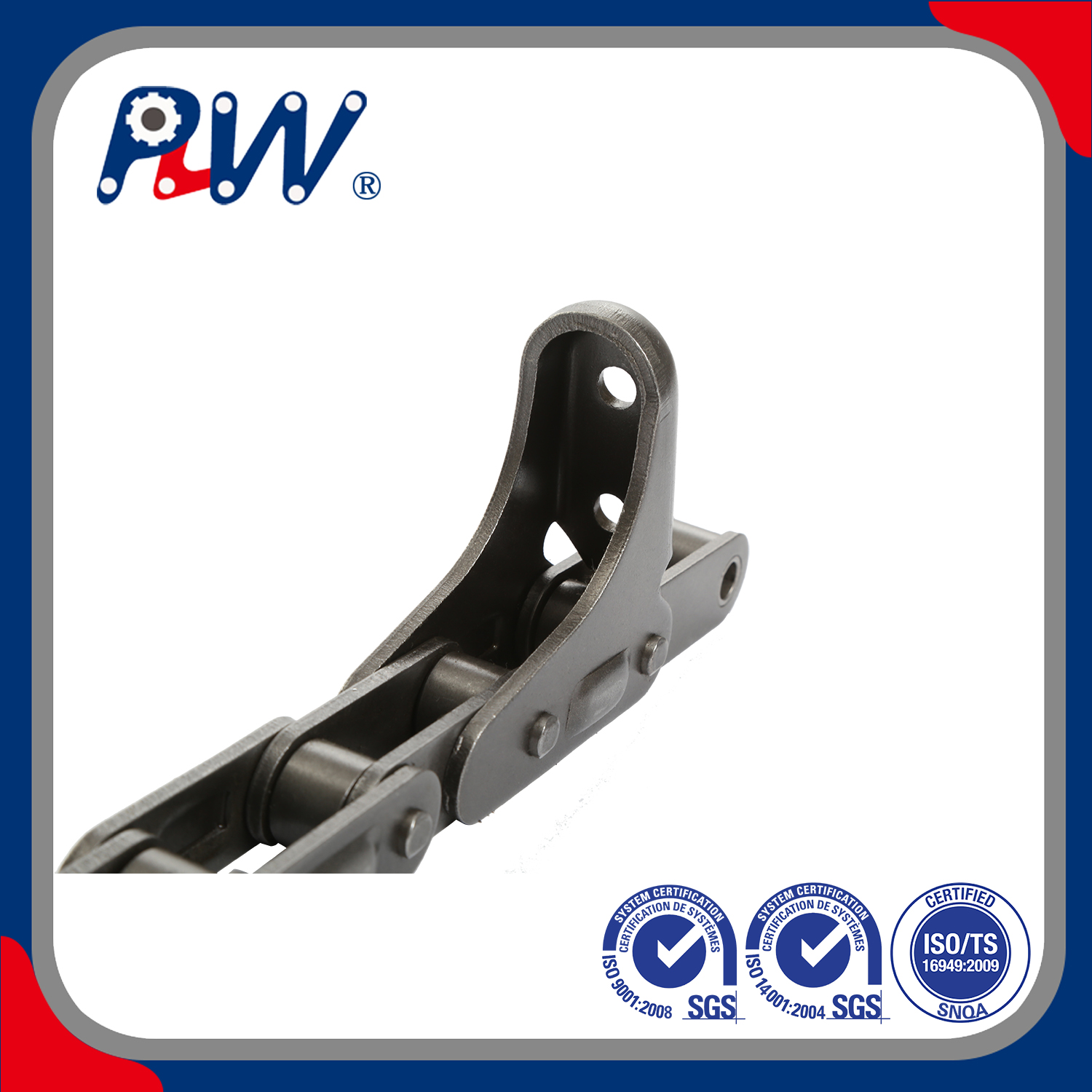 Standard CA Type Steel Agricultural Chain with Bright Surface Attachments for Industry Area