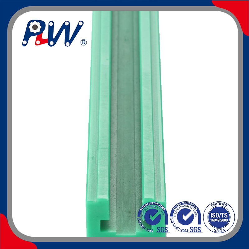 Low-Noise Plastic Chain Guide for Transmission Systems