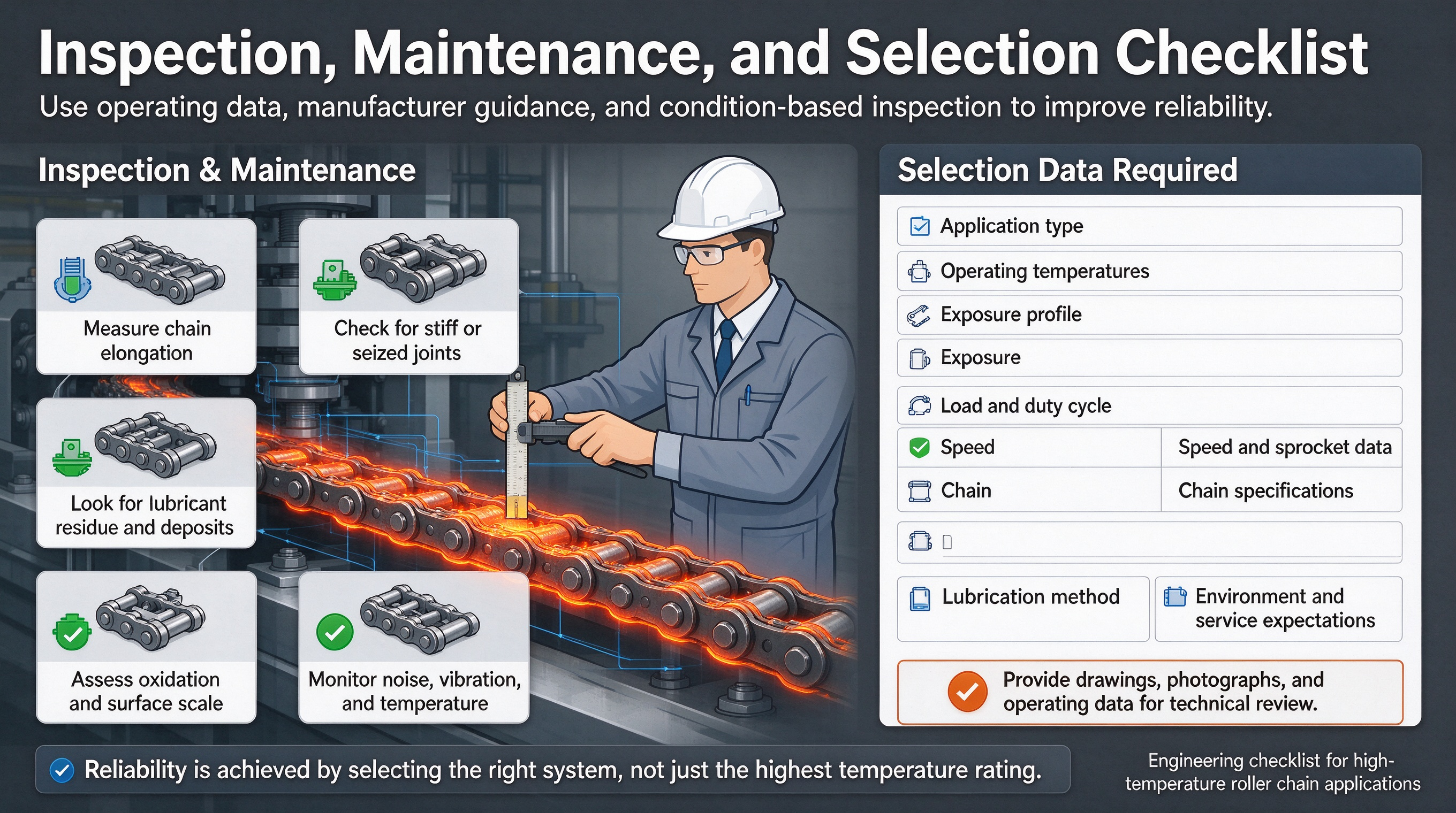High Temperature Roller Chain Selection: Materials, Lubrication & Load Ratings